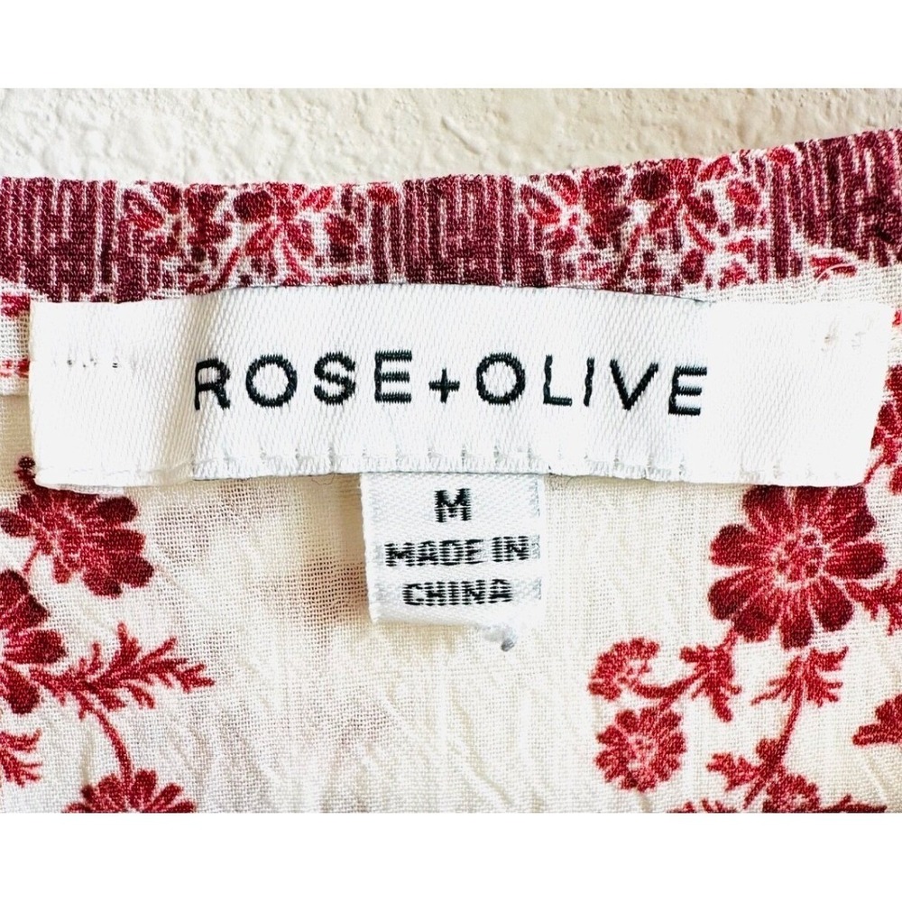 ROSE+OLIVE Peasant Top Ivory Floral Long Sleeve Relaxed Women's Medium - Picture 4 of 7